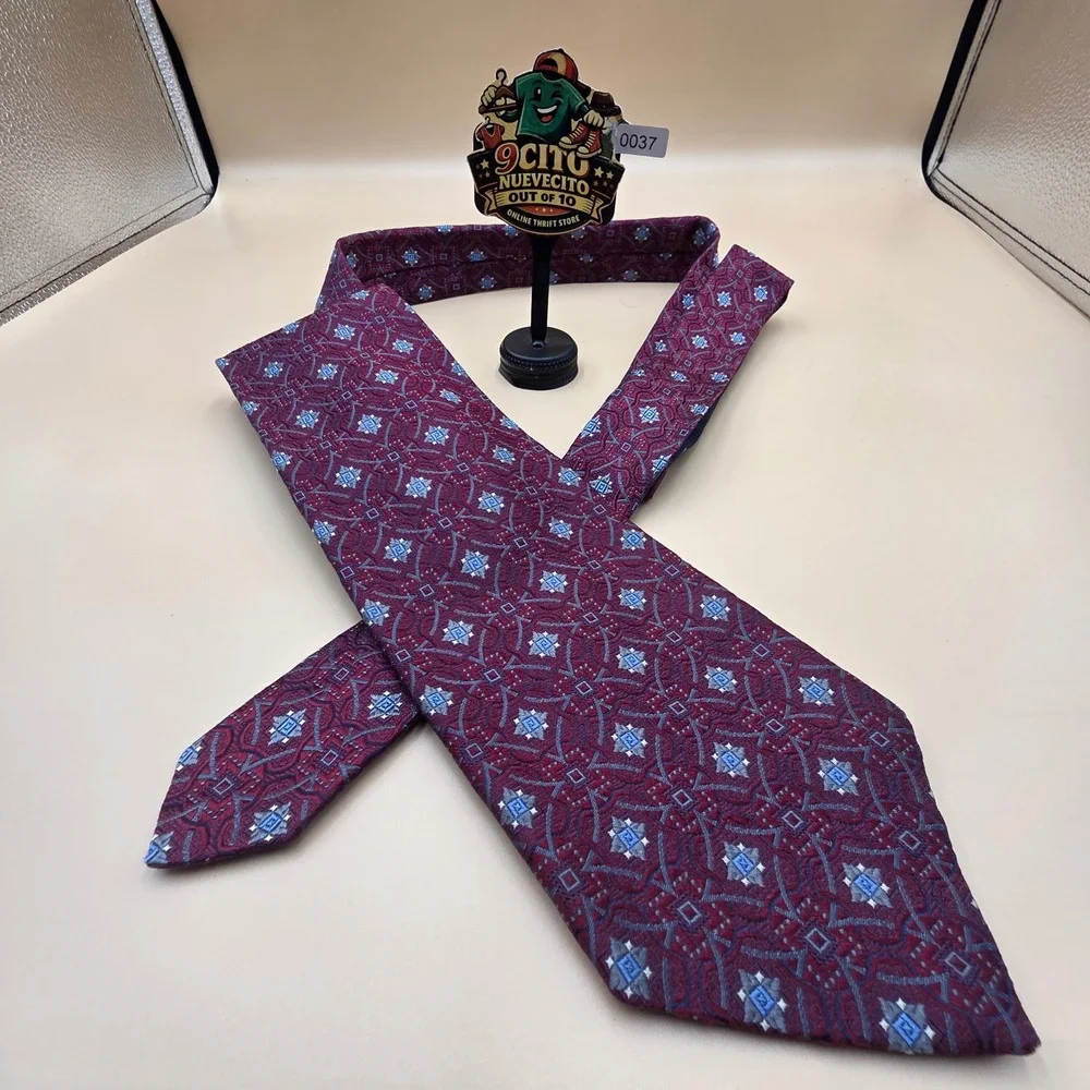 Robert Talbott Best of Class Nordstrom Silk Tie Burgundy Blue Geometric Medallio